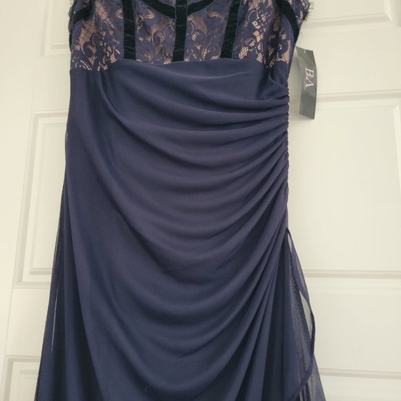 Blue Rouched Lace Top Gown - Picture 4 of 4